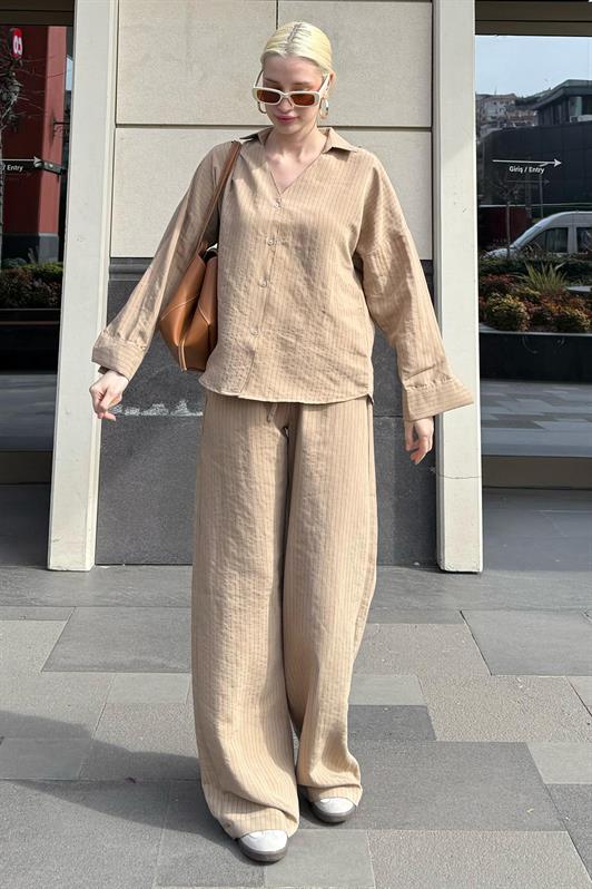 MDX Mink Long Sleeve Striped Shirt Pants Set MG2329 - Evergem