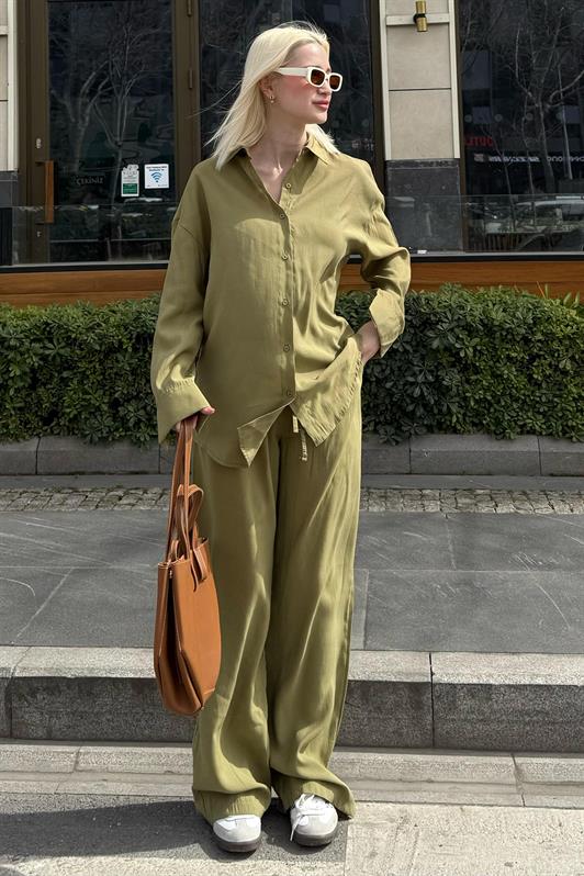 MDX Open Green Basic Women's Shirt Pants Set Mg2352 - Bensheim