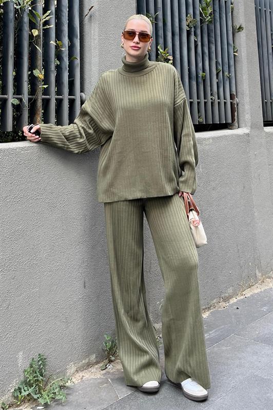 MDX Haki Long Sleeve Knit Sweater Pants Two Piece Set MG2173 - Kutaisi