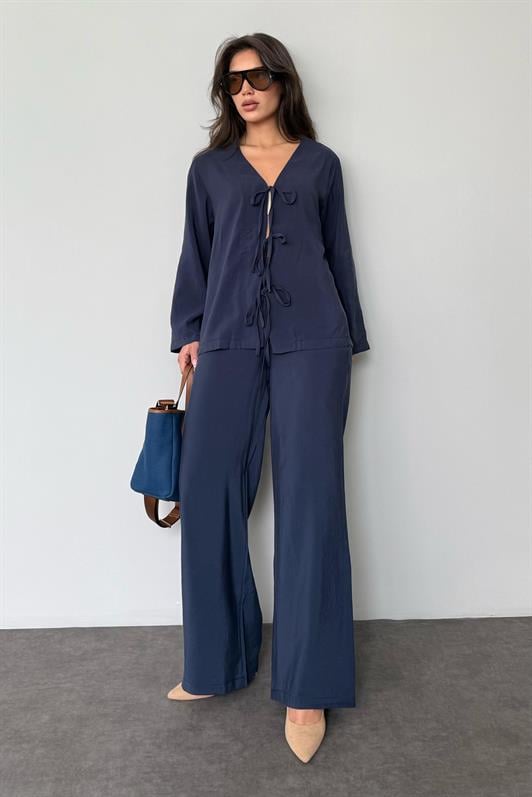 MDX Navy Blue Front Tied Top and Bottom Set Mg2473 - Lysychansk