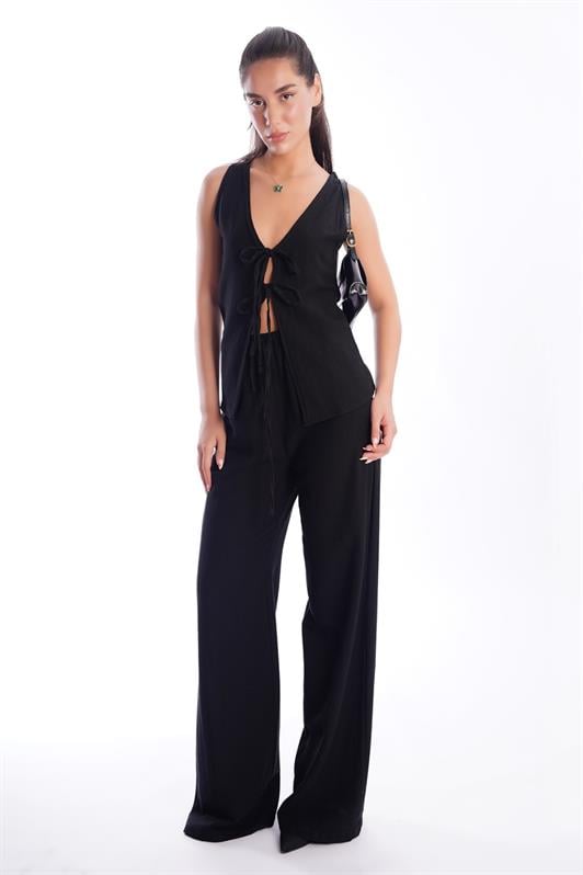 MDX Black Front Tied Vest Pants Women's Suit Mg2403 - Wattrelos