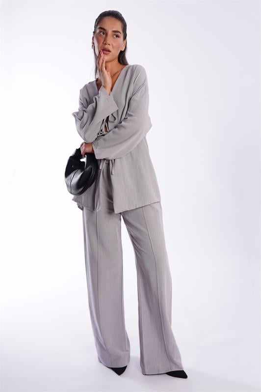 MDX Painted Gray Front Tied Top and Bottom Set Mg2423 - Năvodari