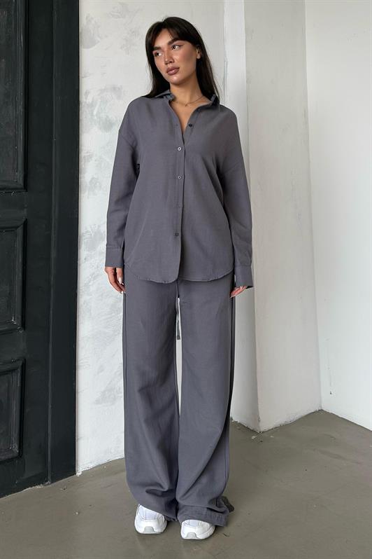 MDX Smoke Linen Women's Shirt Pants Set Mg2356 - Altadena