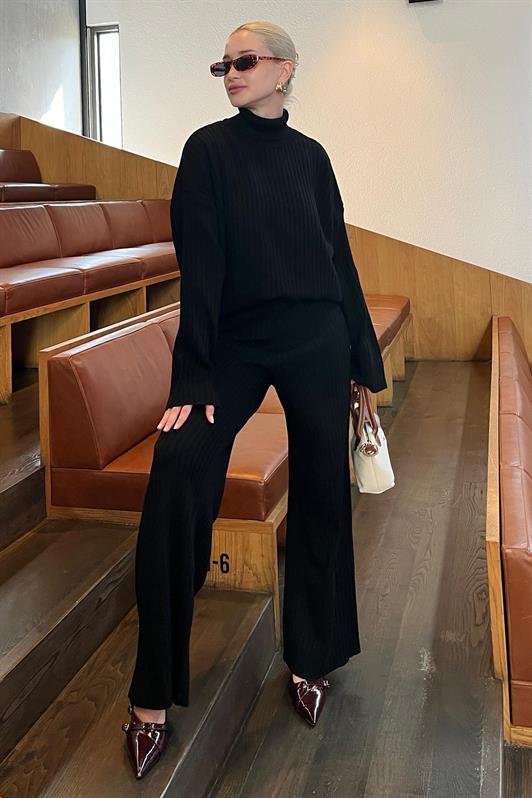 MDX Black Long Sleeve Knit Sweater Pants Set MG2173 - Stakhanov