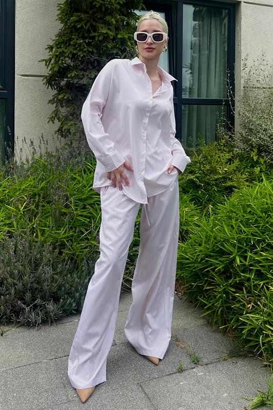 MDX Pink Long Sleeve Striped Shirt Pants Set MG2124 - Fredericksburg