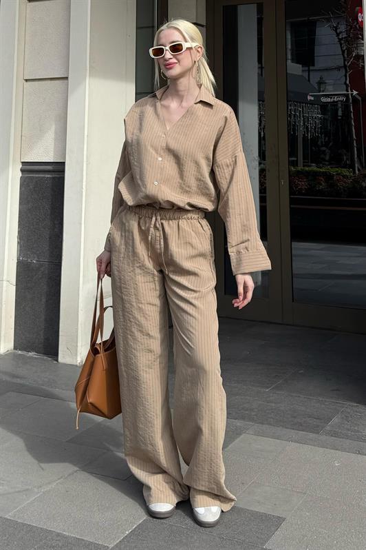 MDX Mink Long Sleeve Striped Shirt Pants Set MG2329 - Evergem