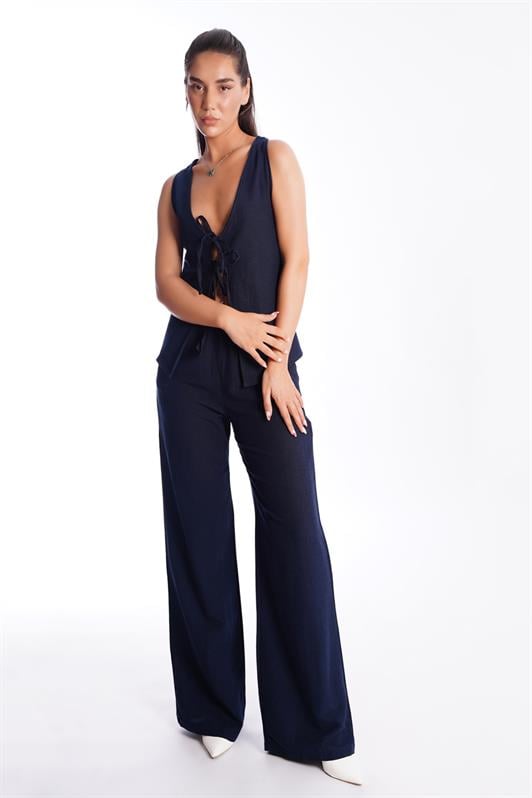 MDX Navy Blue Front Tied Vest Pants Women's Suit Mg2403 - Tübingen