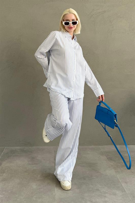 MDX White Striped Shirt Pants Women's Suit MG2457 - Brockton