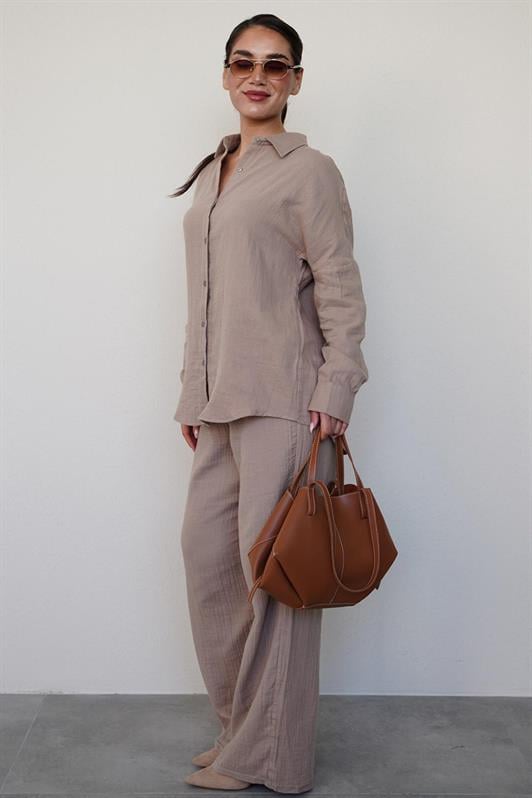 MDX Camel Basic Women's Shirt Pants Suit Mg2461 - Montélimar