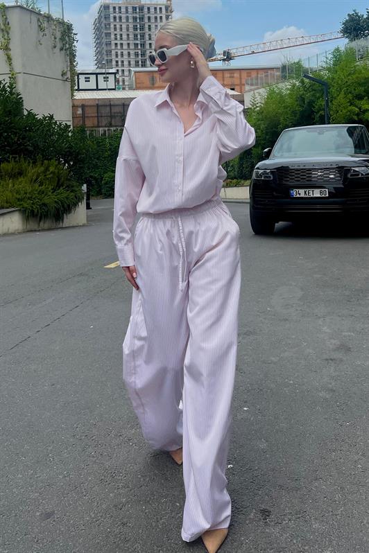 MDX Pink Long Sleeve Striped Shirt Pants Set MG2124 - Fredericksburg