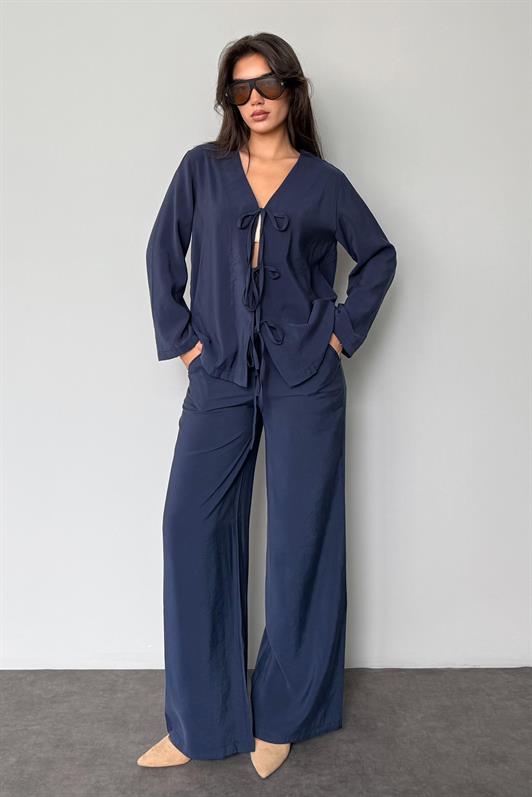 MDX Navy Blue Front Tied Top and Bottom Set Mg2473 - Lysychansk