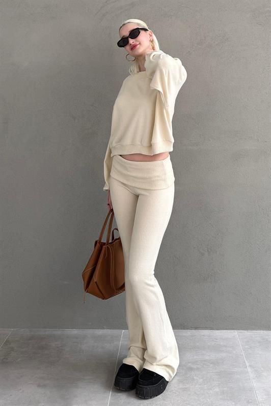 MDX Beige Blue Blouse Pants Set Mg2289 - Bethlehem