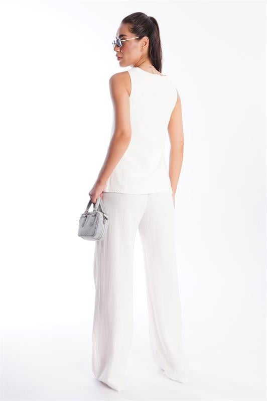 MDX Ecru Front Tied Vest Pants Women's Suit Mg2403 - Bridgwater