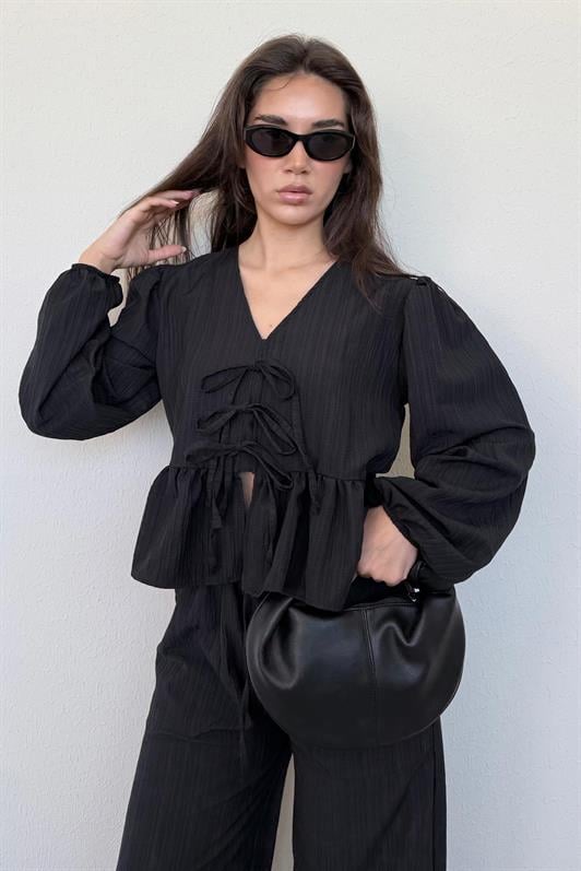 MDX Black Front Tied Blouse Pants Suit MG2343 - St. Catharines