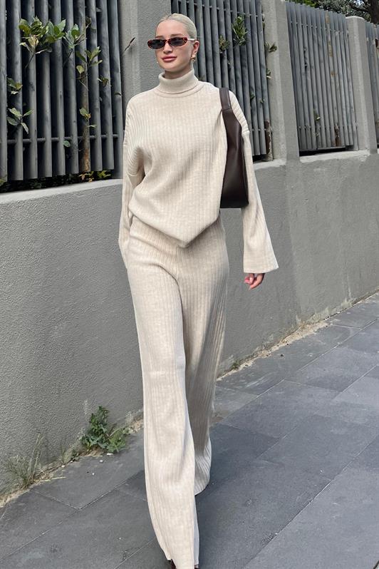 MDX Ecru Long Sleeve Knit Sweater Pants Set MG2173 - Greer