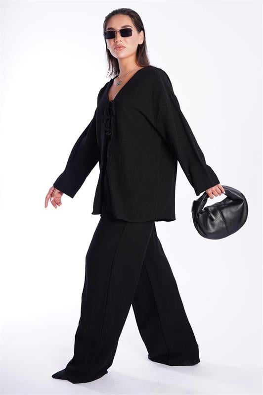 MDX Black Front Tied Top and Bottom Set Mg2423 - Lochau