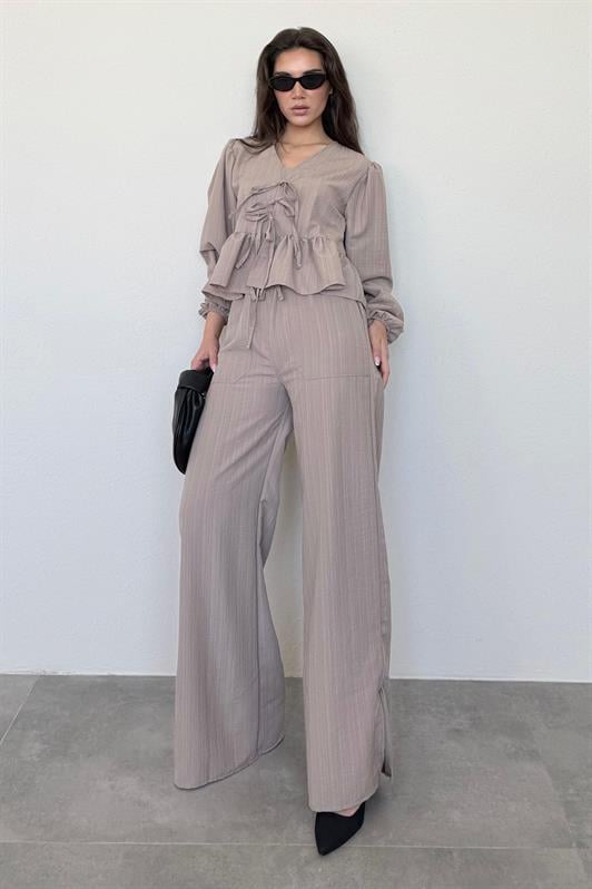 MDX Camel Front Tied Blouse Pants Suit MG2343 - Lake Elsinore