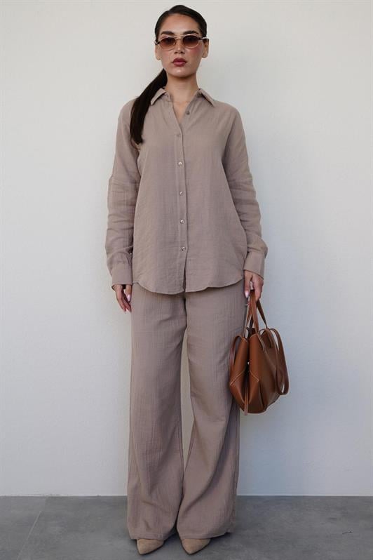 MDX Camel Basic Women's Shirt Pants Suit Mg2461 - Montélimar