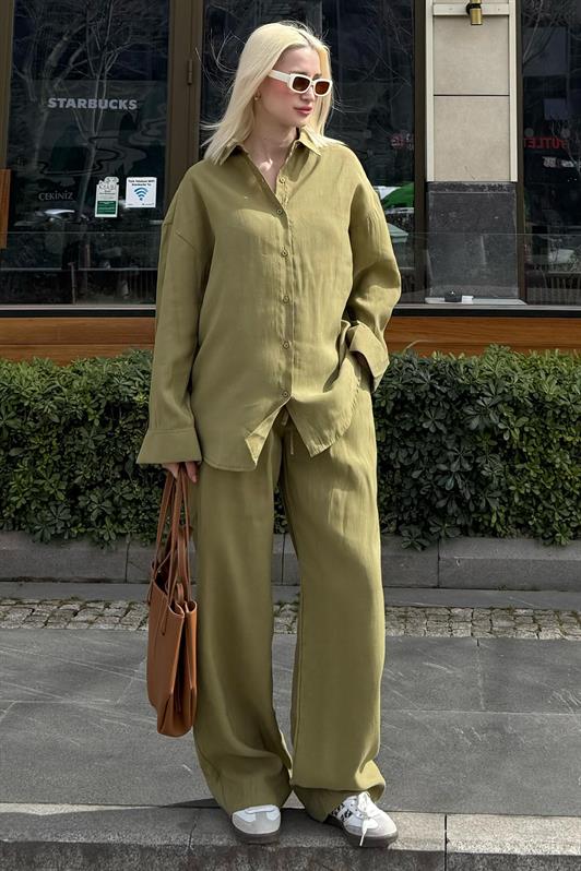 MDX Open Green Basic Women's Shirt Pants Set Mg2352 - Bensheim