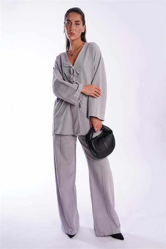 MDX Painted Gray Front Tied Top and Bottom Set Mg2423 - Năvodari