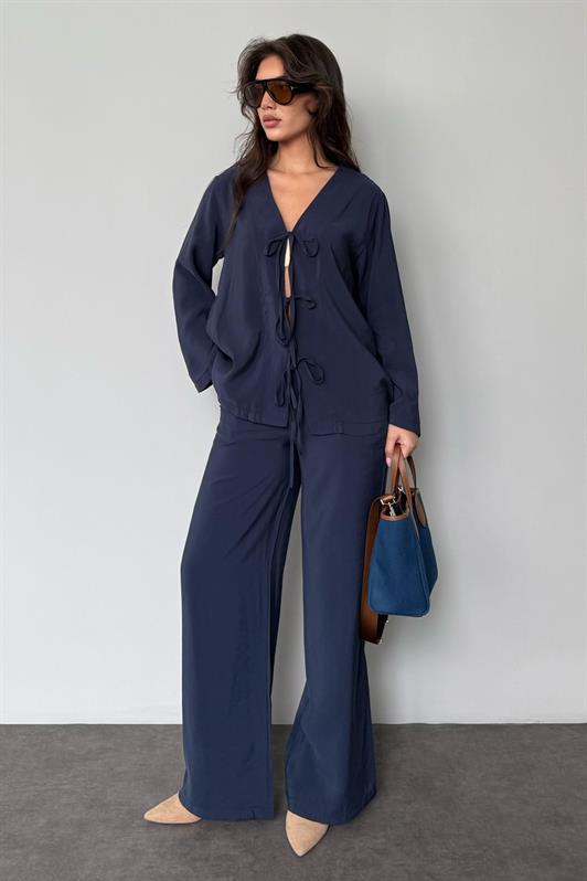 MDX Navy Blue Front Tied Top and Bottom Set Mg2473 - Lysychansk