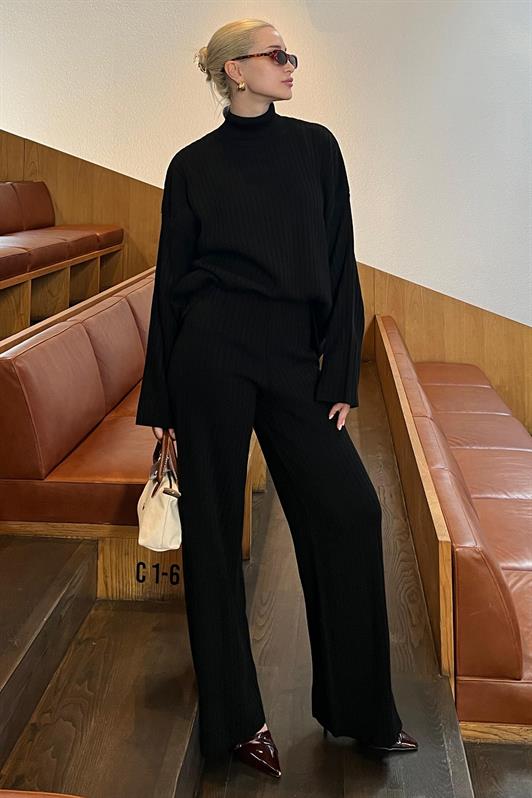 MDX Black Long Sleeve Knit Sweater Pants Set MG2173 - Stakhanov