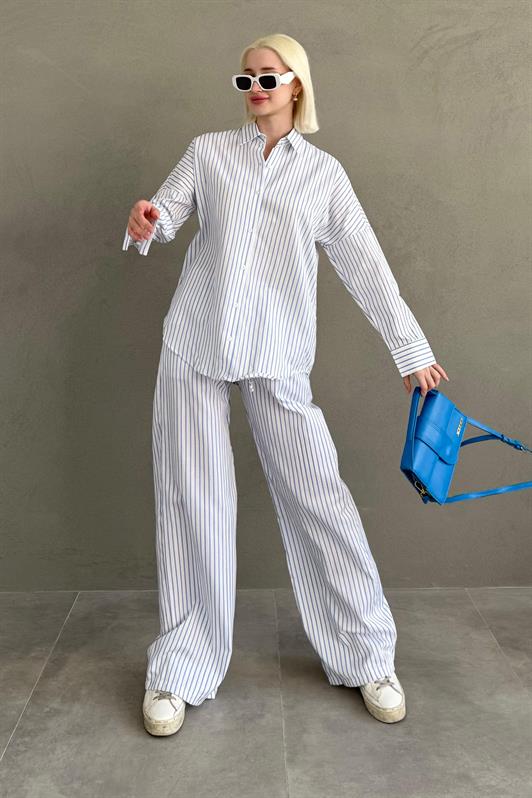MDX White Striped Shirt Pants Women's Suit MG2457 - Brockton