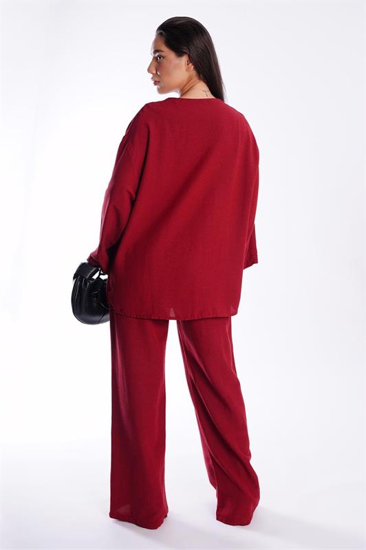 MDX Burgundy Front Tied Top and Bottom Set Mg2423 - Tlalnepantla