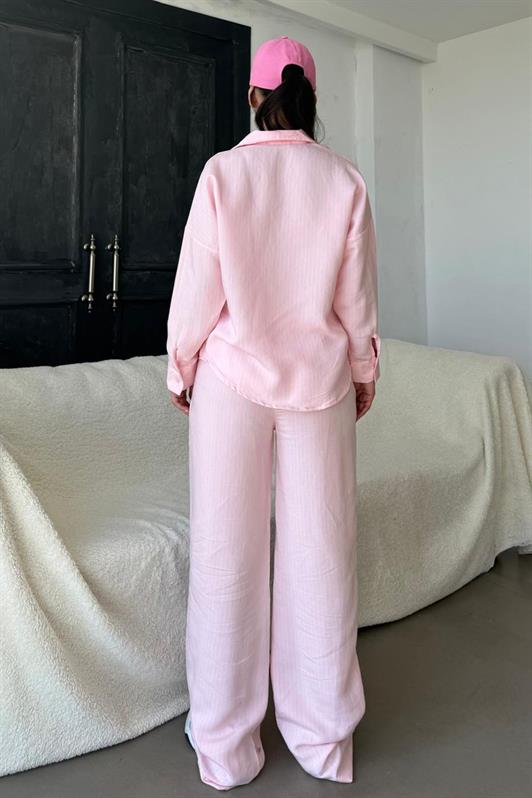 MDX Pink Long Sleeve Striped Shirt Pants Set MG2329 - Macclesfield