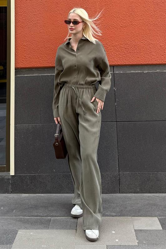 MDX Haki Basic Women's Shirt Pants Two Piece Set Mg2352 - Mexicali