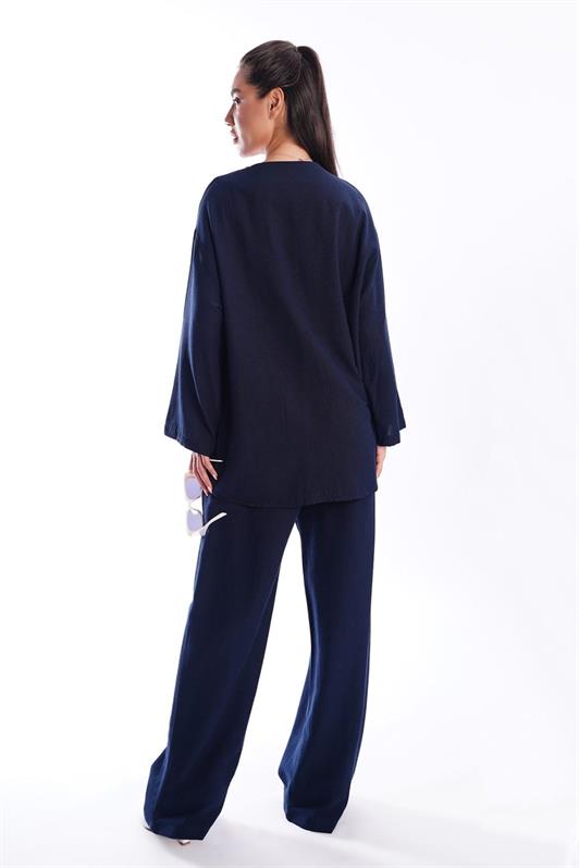 MDX Navy Blue Front Tied Top and Bottom Set Mg2423 - Clermont
