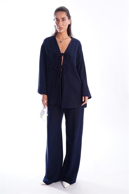 MDX Navy Blue Front Tied Top and Bottom Set Mg2423 - Clermont
