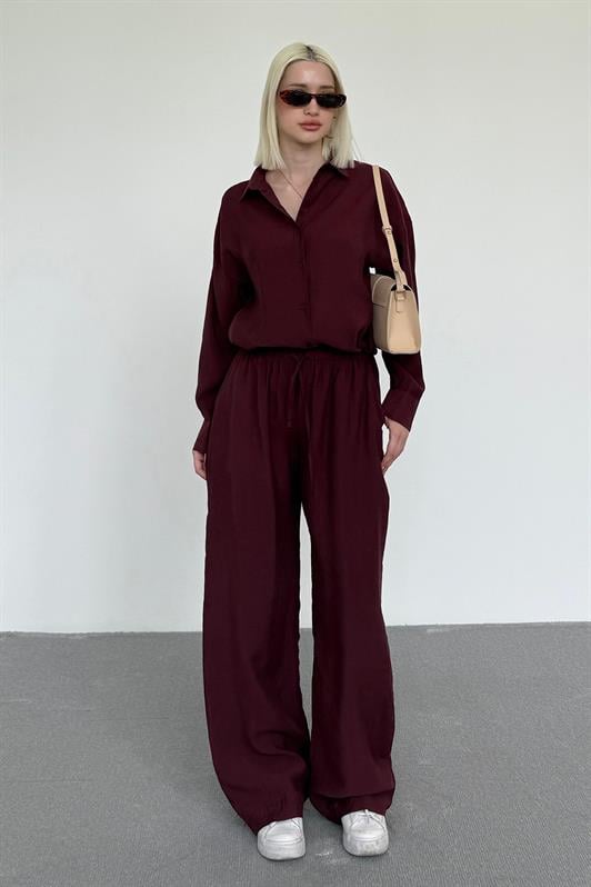 MDX Bordo Basic Women's Shirt Pants Set Mg2352 - Huntington Station