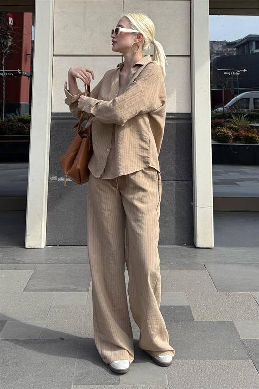MDX Mink Long Sleeve Striped Shirt Pants Set MG2329 - Evergem