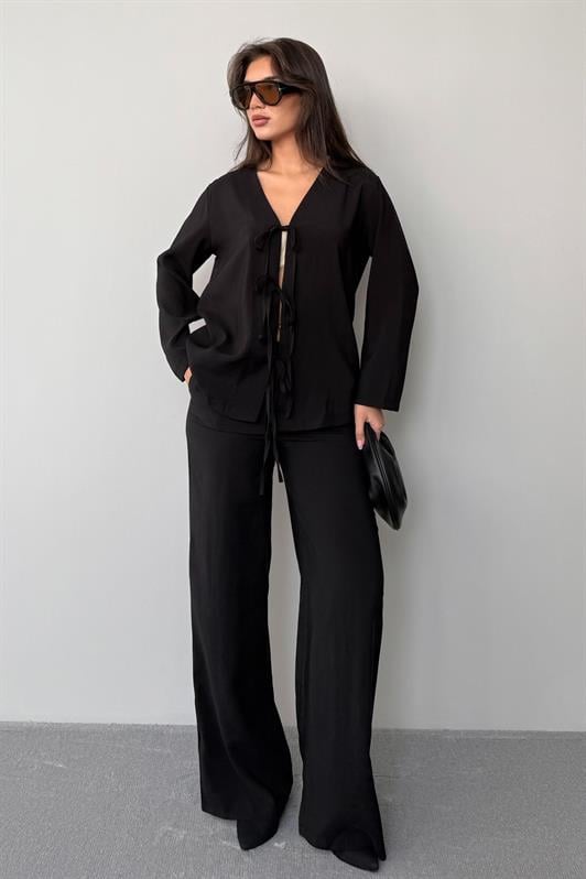 MDX Black Front Tied Top and Bottom Set Mg2473 - Springdale
