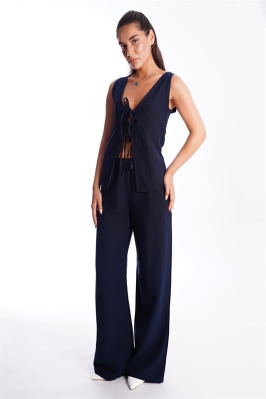 MDX Navy Blue Front Tied Vest Pants Women's Suit Mg2403 - Tübingen