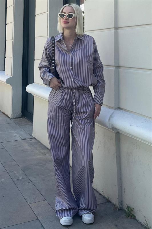 MDX Burgundy Long Sleeve Striped Shirt Pants Set MG2124 - Temecula
