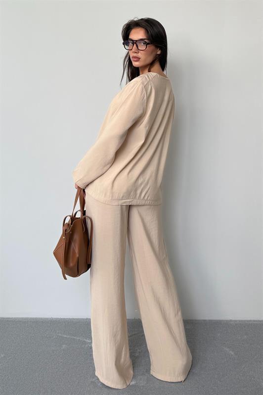 MDX Beige Front Tied Top and Bottom Set Mg2473 - Covina