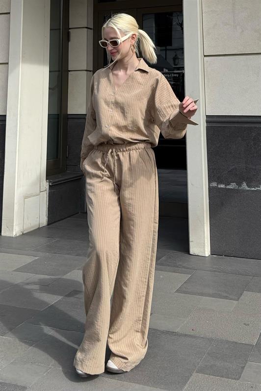 MDX Mink Long Sleeve Striped Shirt Pants Set MG2329 - Evergem