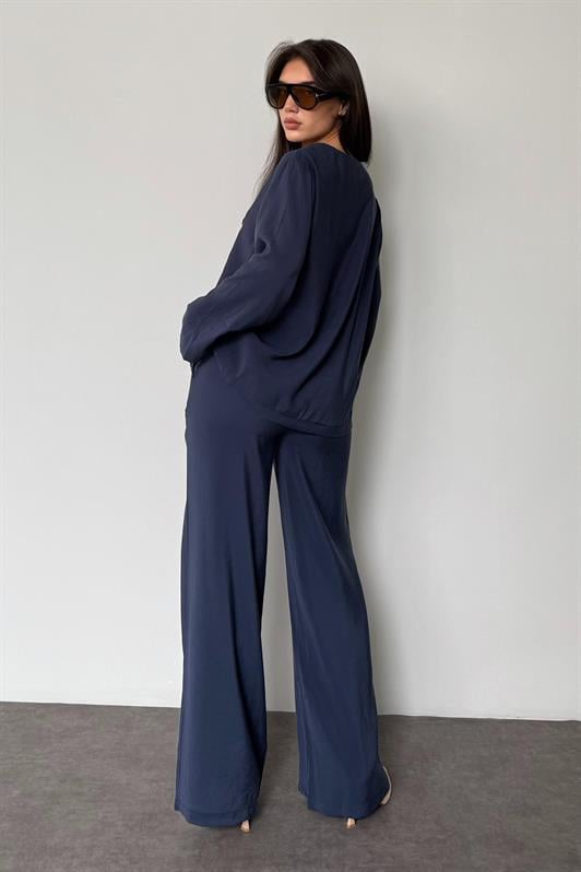 MDX Navy Blue Front Tied Top and Bottom Set Mg2473 - Lysychansk