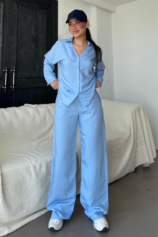 MDX Blue Long Sleeve Striped Shirt Pants Set MG2329 - Kearny