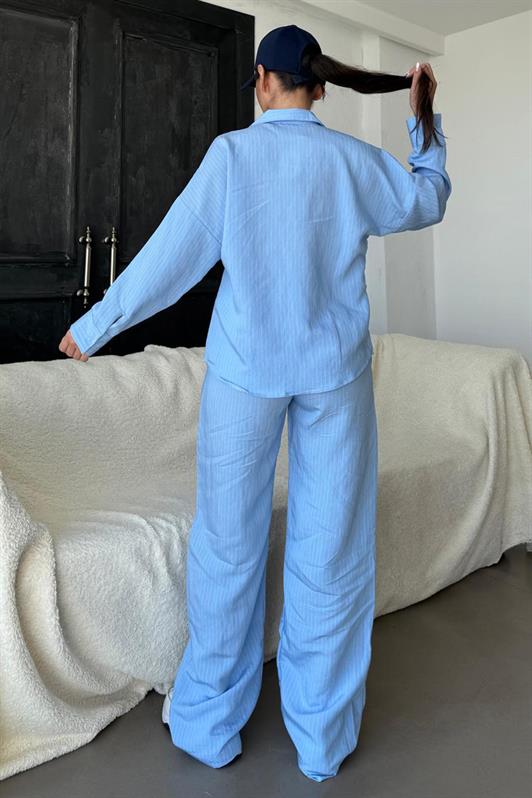 MDX Blue Long Sleeve Striped Shirt Pants Set MG2329 - Kearny