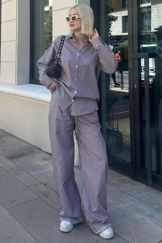 MDX Burgundy Long Sleeve Striped Shirt Pants Set MG2124 - Temecula