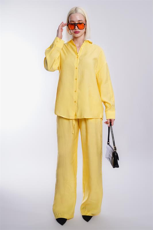 MDX Yellow Basic Women's Shirt Pants Set Mg2352 - Yevpatoriia
