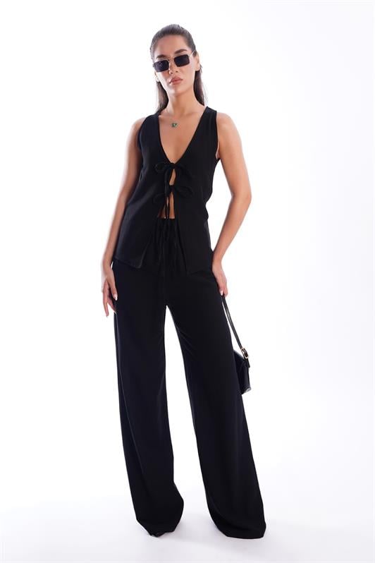 MDX Black Front Tied Vest Pants Women's Suit Mg2403 - Wattrelos