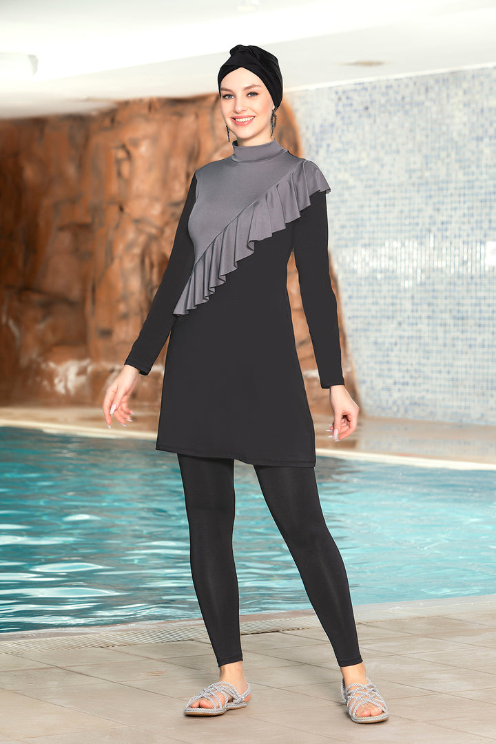 BGD Women Woman Fully Covered Lycra Black Burkini 15870 - Avondale