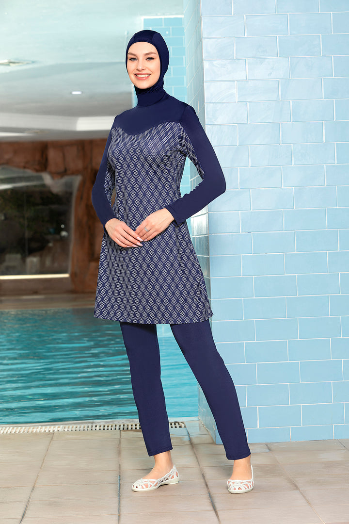 BGD Women Woman Fully Covered Navy Blue Lycra Burkini 15872 - Avondale