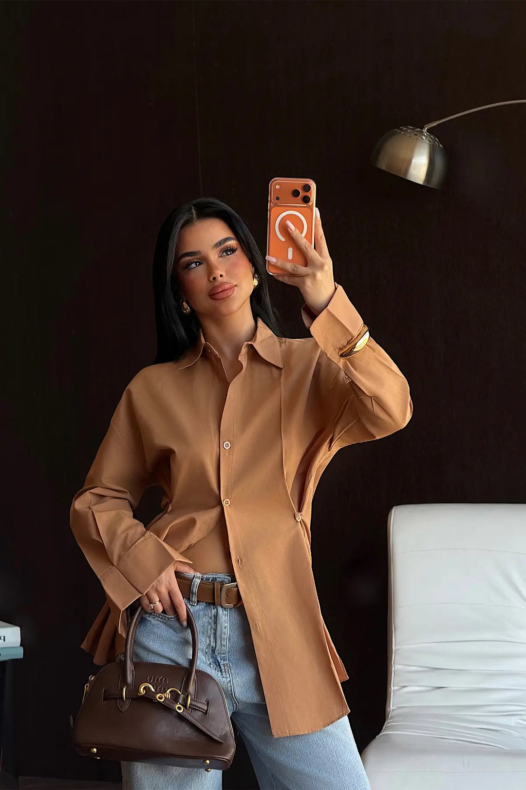 EYY Women Tan Button Detail Shirt - Trieste