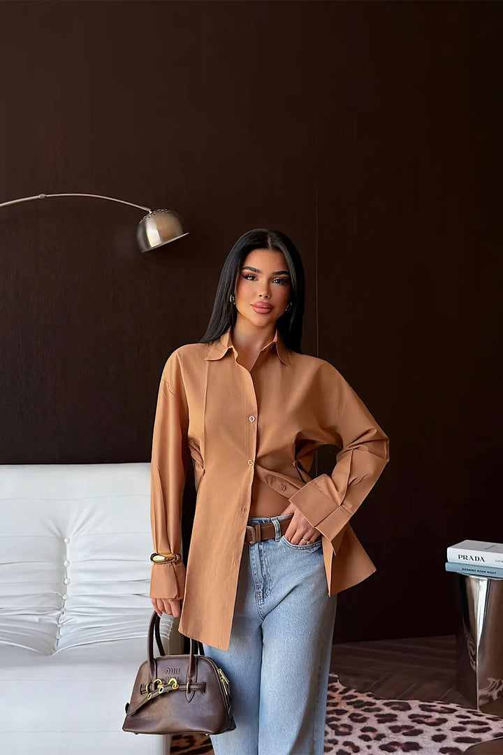 EYY Women Tan Button Detail Shirt - Trieste