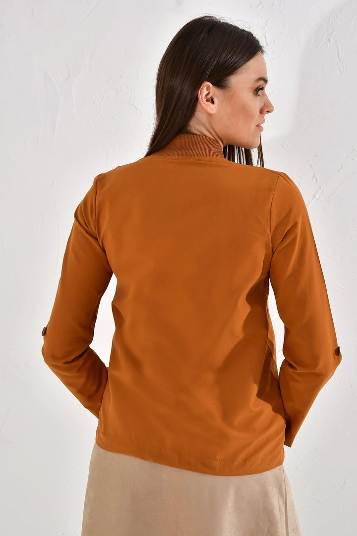 Cinnamon Thin Gabardine Skirt Lace-Up College Coat CO-2520022364 - New York
